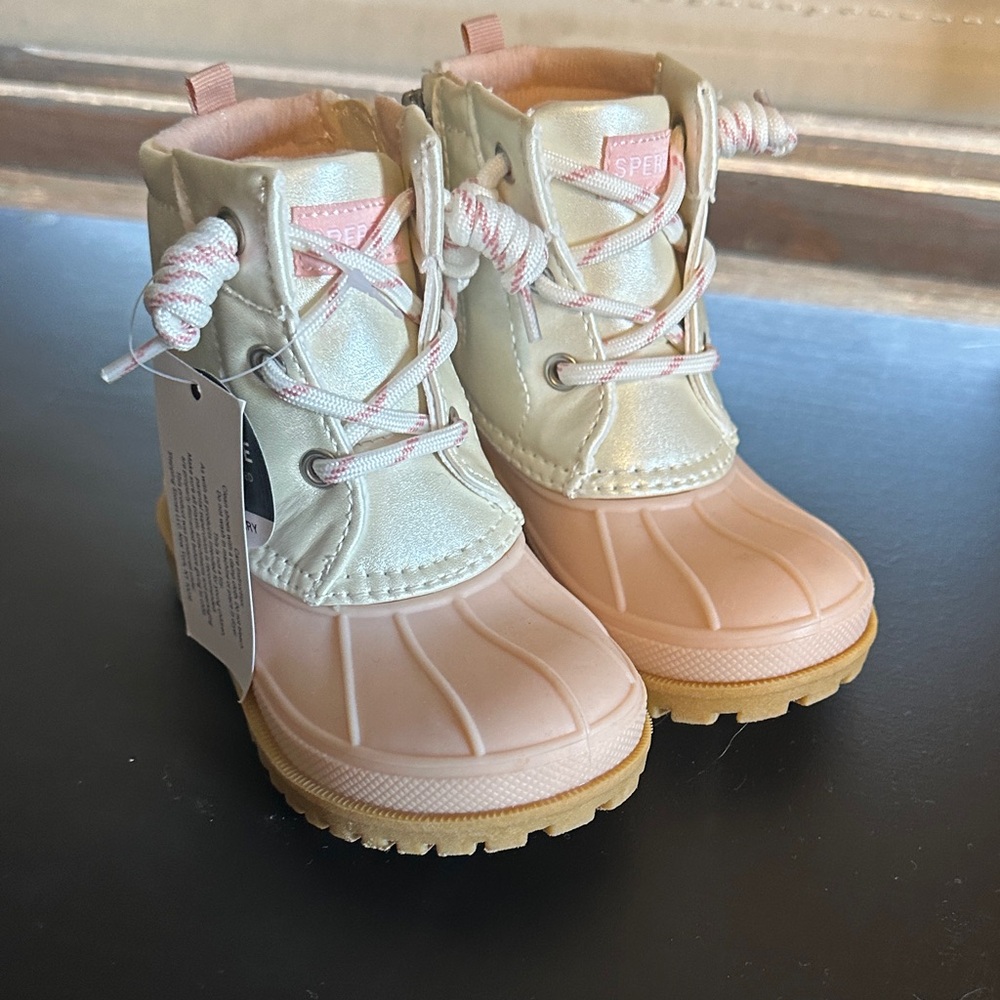 Sperry Kids Light Pink and Cream Boots